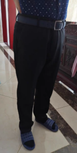 中年深蓝衬衫黑西裤皮带黑袜胖熊图片