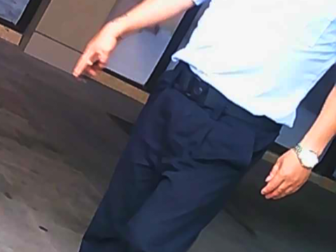 中年制服衬衫蓝西裤皮鞋皮带2胖熊图片
